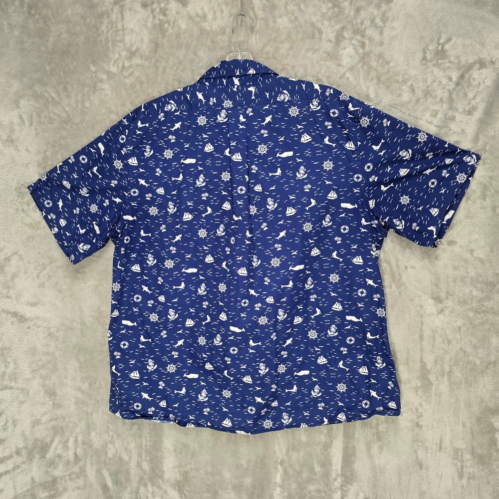 Brooks Brothers Regent Shirt Mens XXL Blue Nautical Whale Mermaid Anchor Cotton - Picture 2 of 13